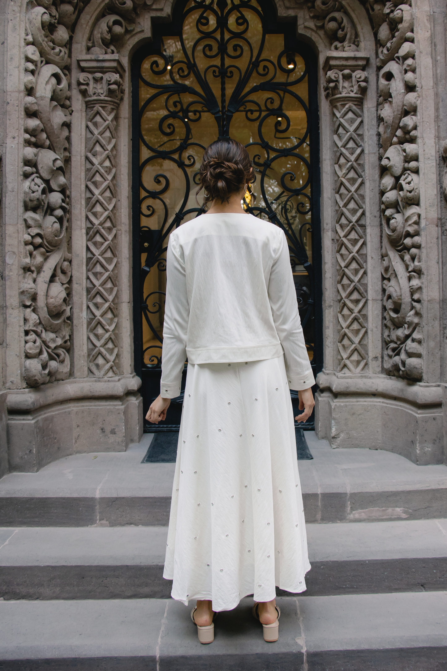 Metallic bloom skirt