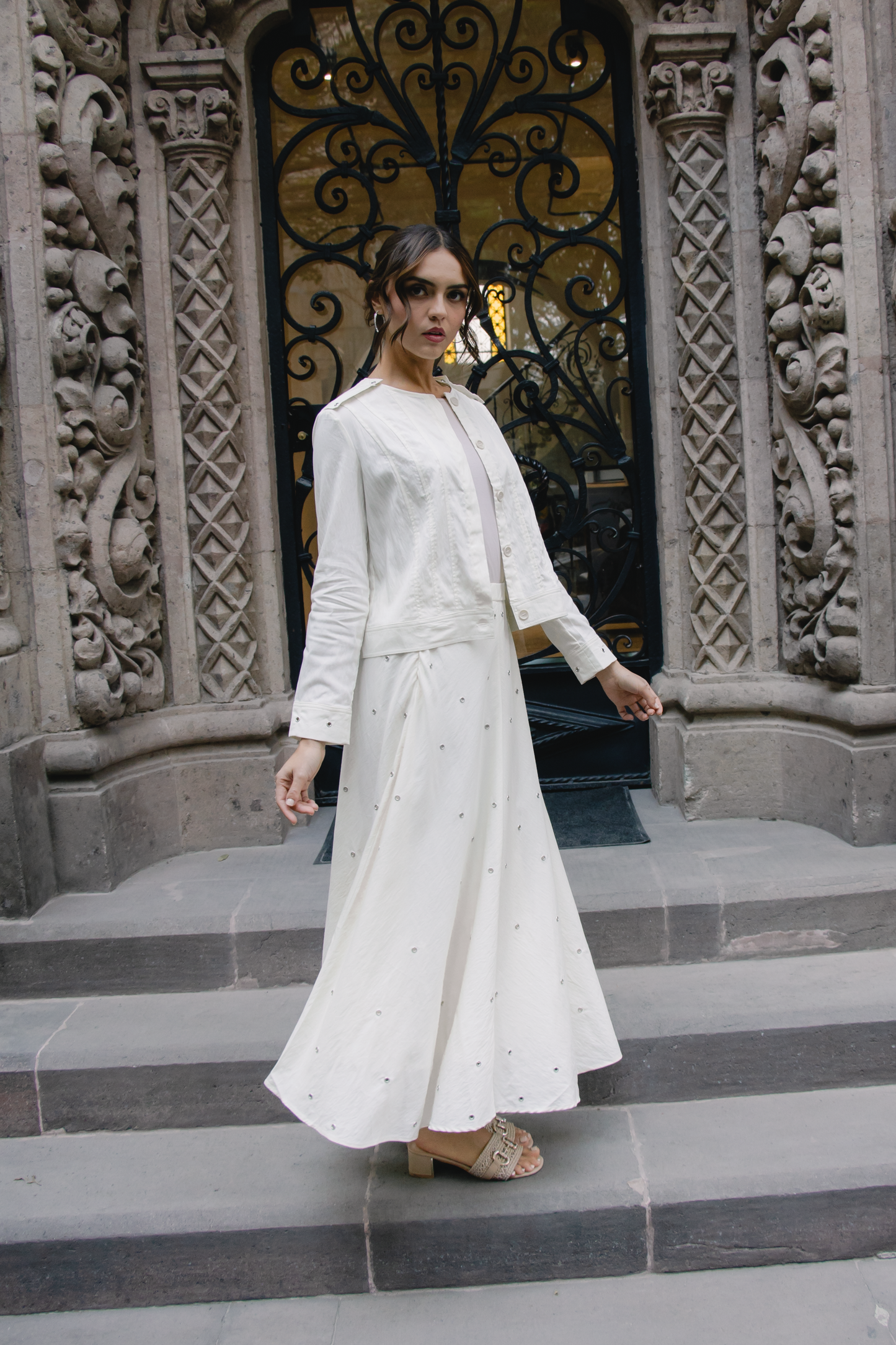 Metallic bloom skirt