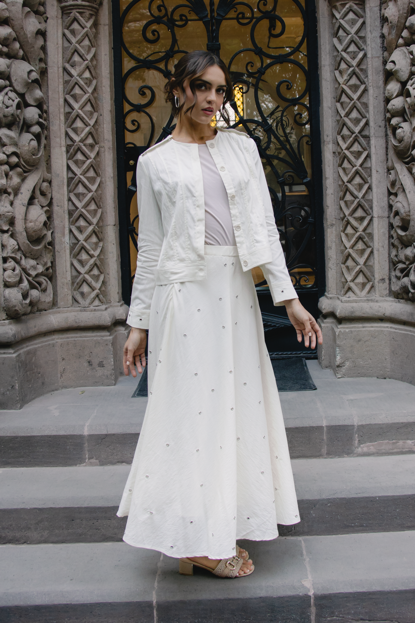 Metallic bloom skirt