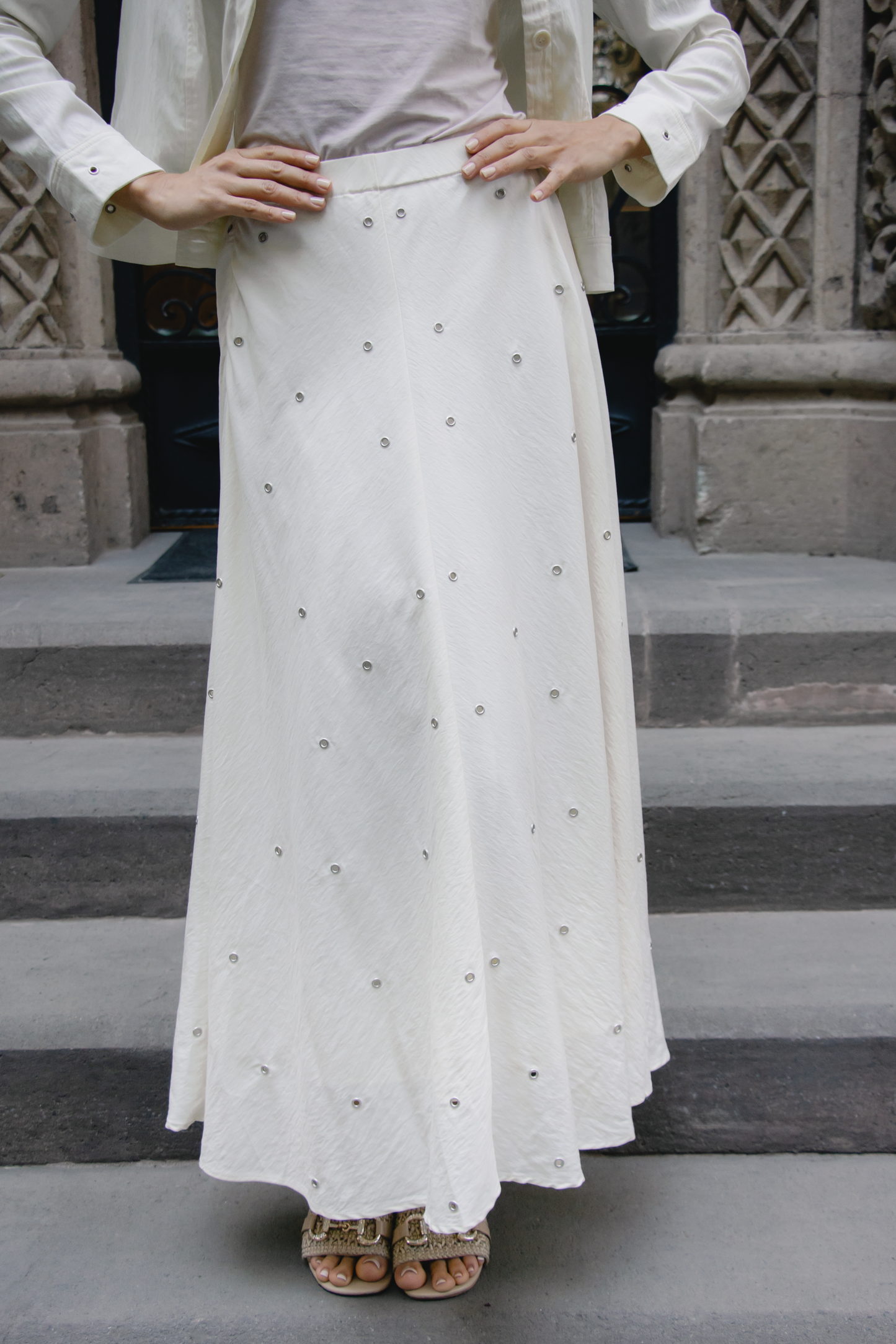 Metallic bloom skirt