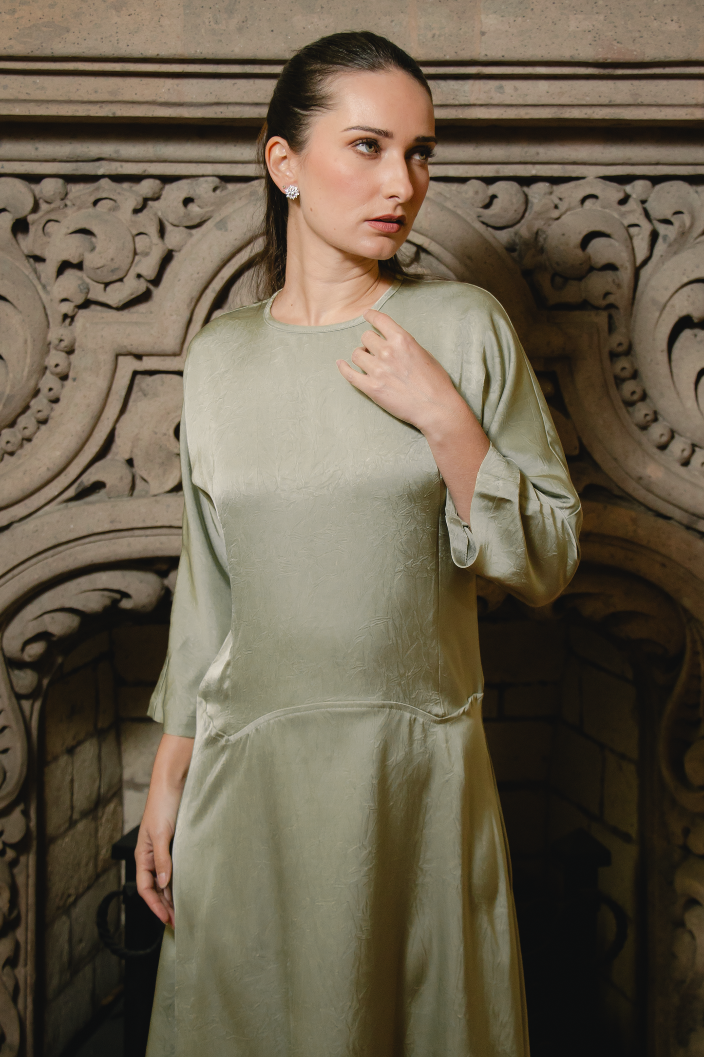 Crushed Satin Dress