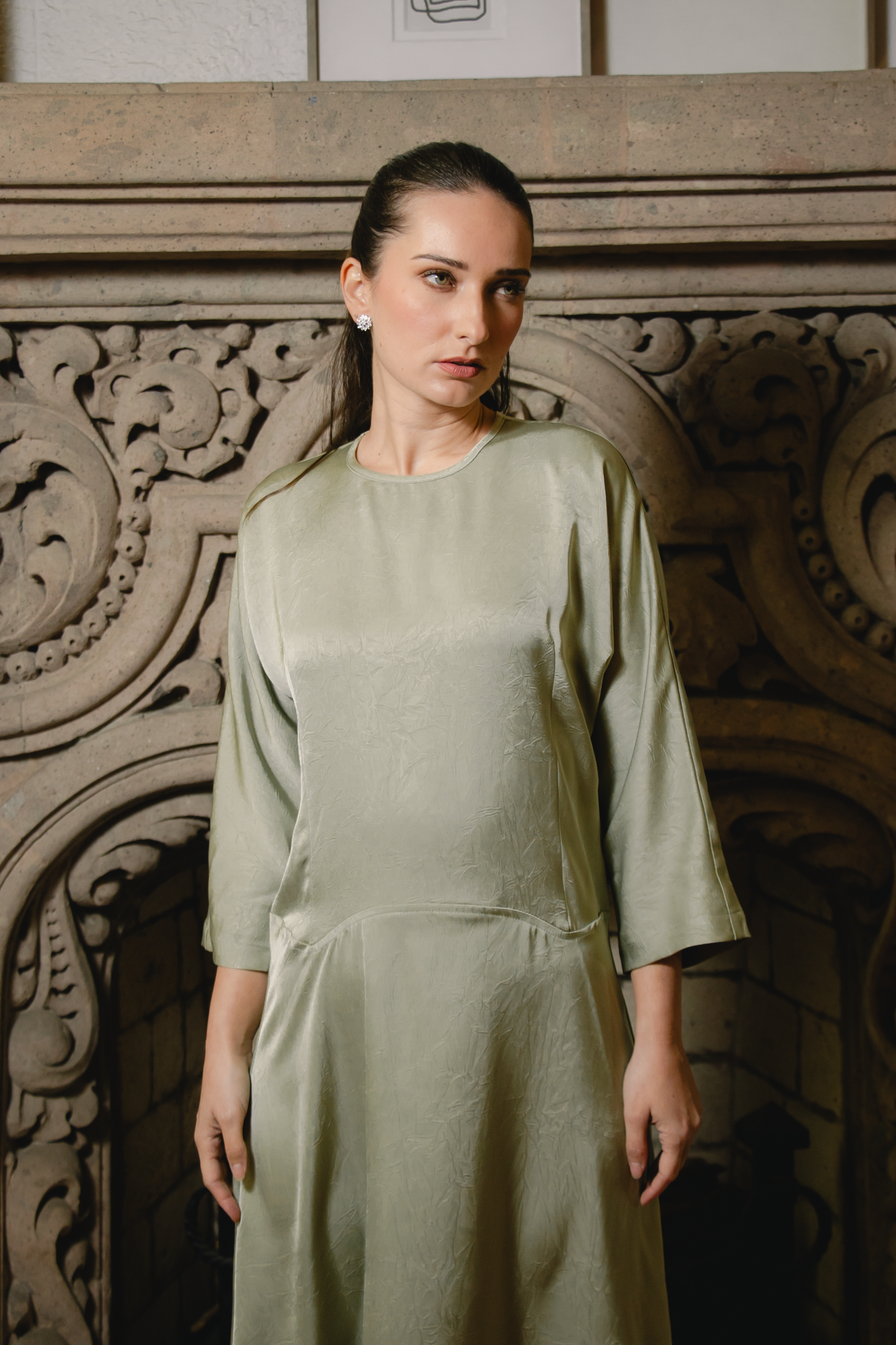 Crushed Satin Dress