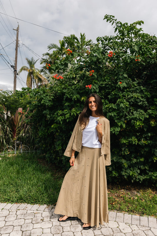 Metallic bloom skirt