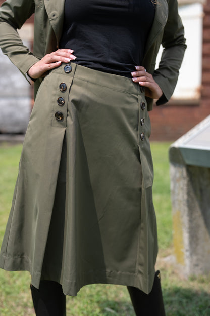 Olive Noir Button Skirt