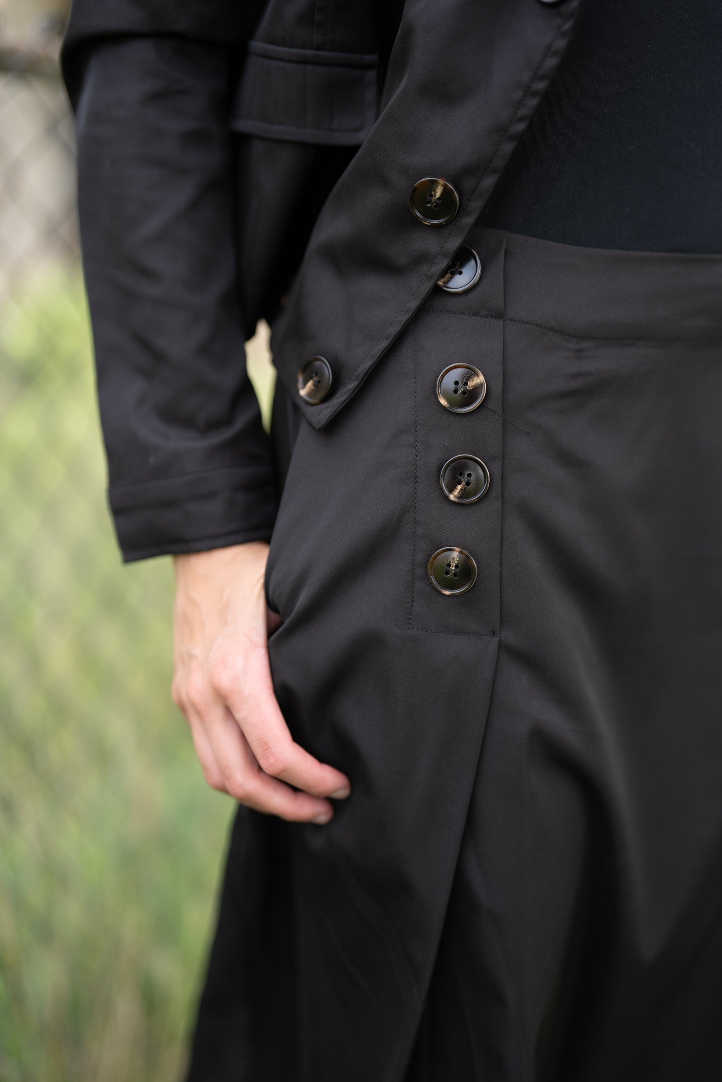 Olive Noir Button Skirt