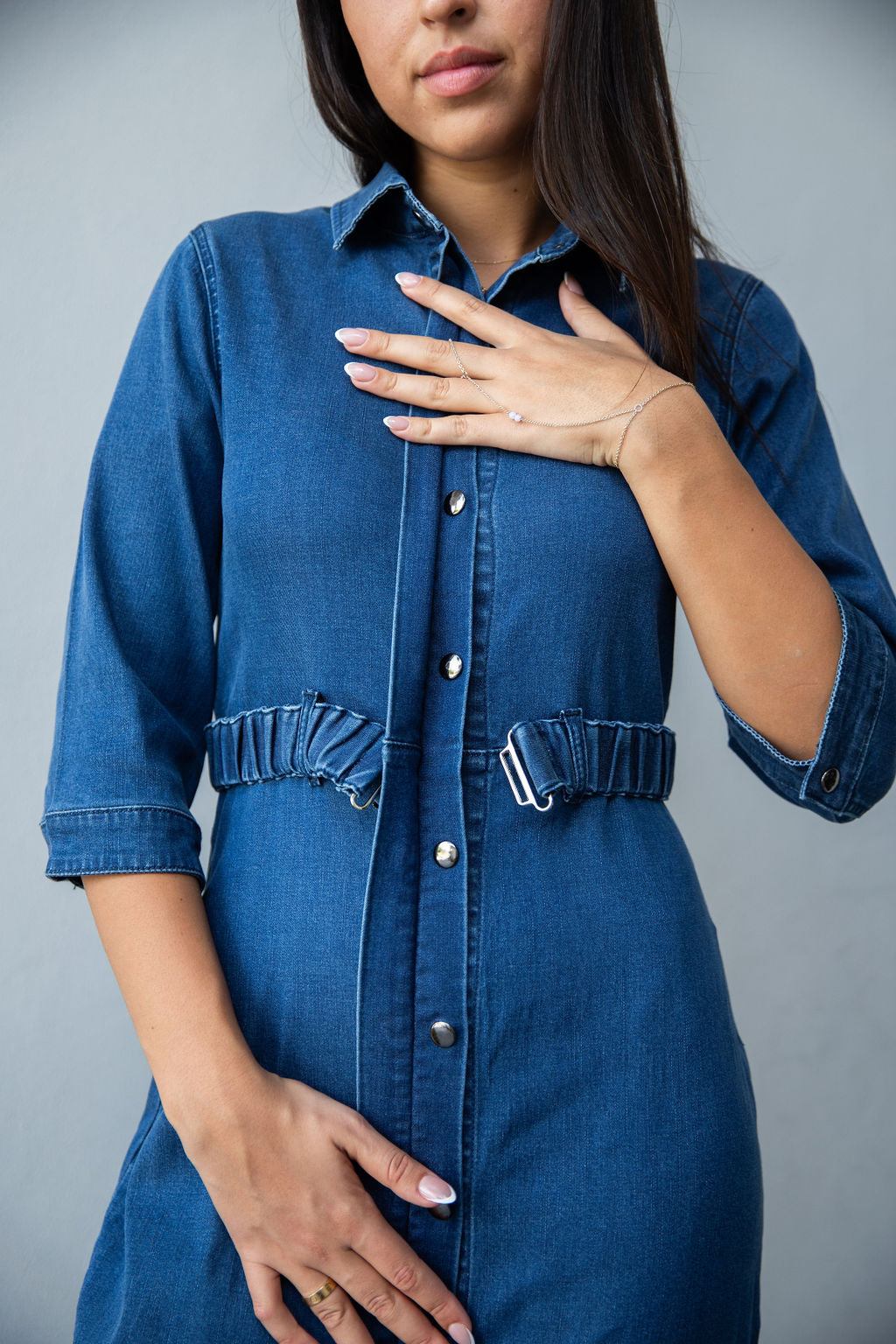 Belted Blues Maxi Dress