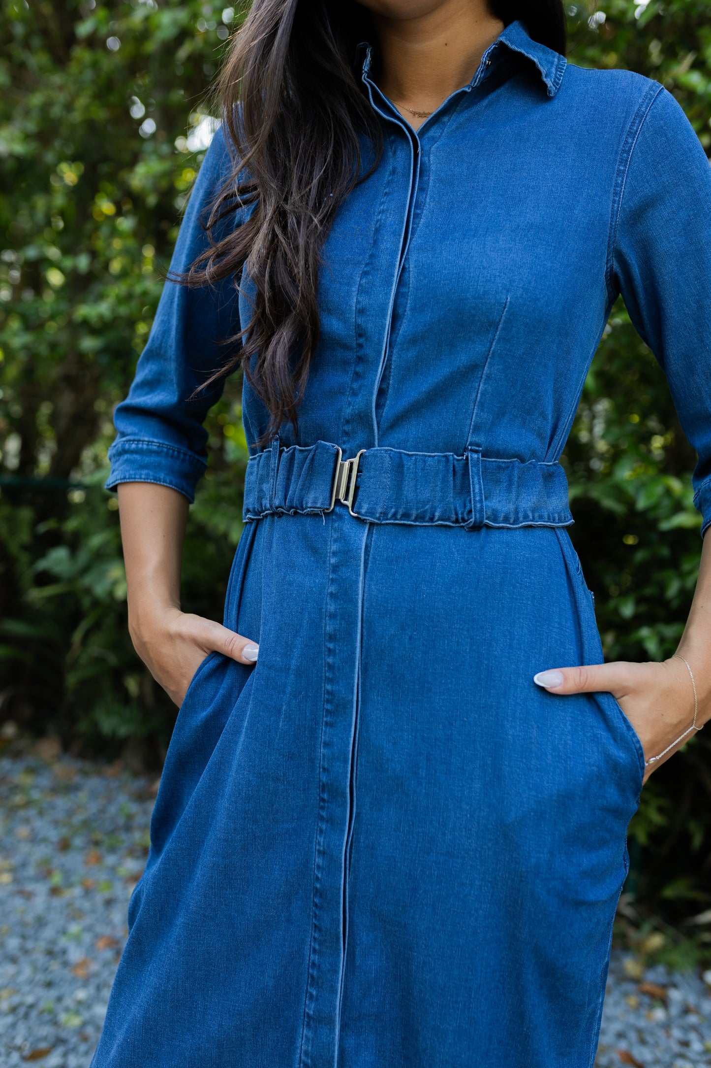 Belted Blues Maxi Dress