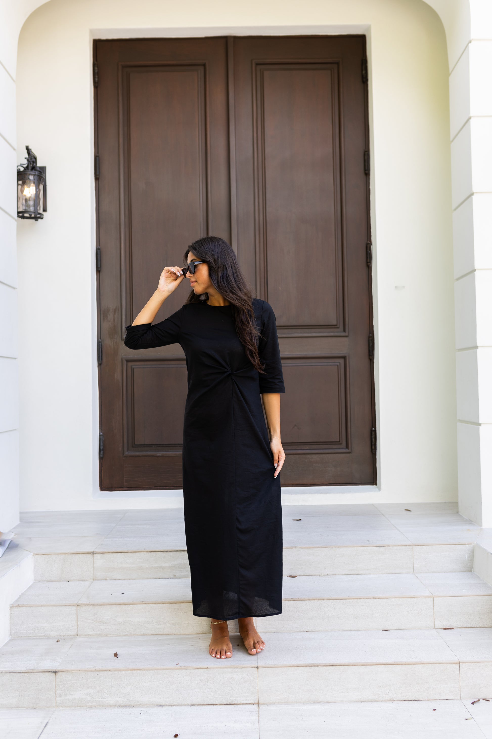 Sunkissed Linen Knot Dress - BLACK / XS Sunkissed Linen Knot Dress - BLACK / XS