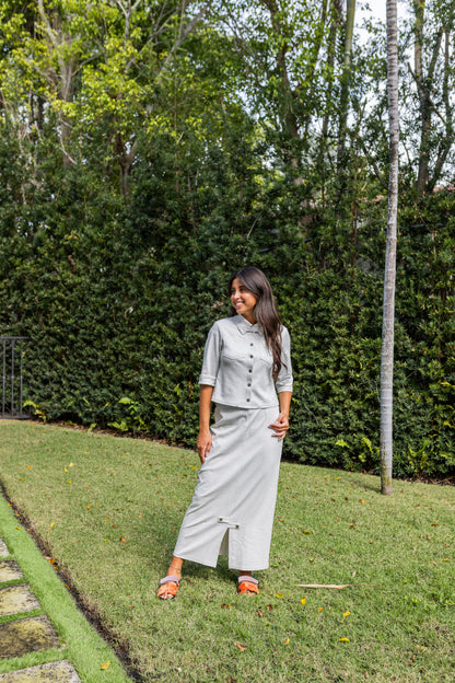 Dusty gray button shirt