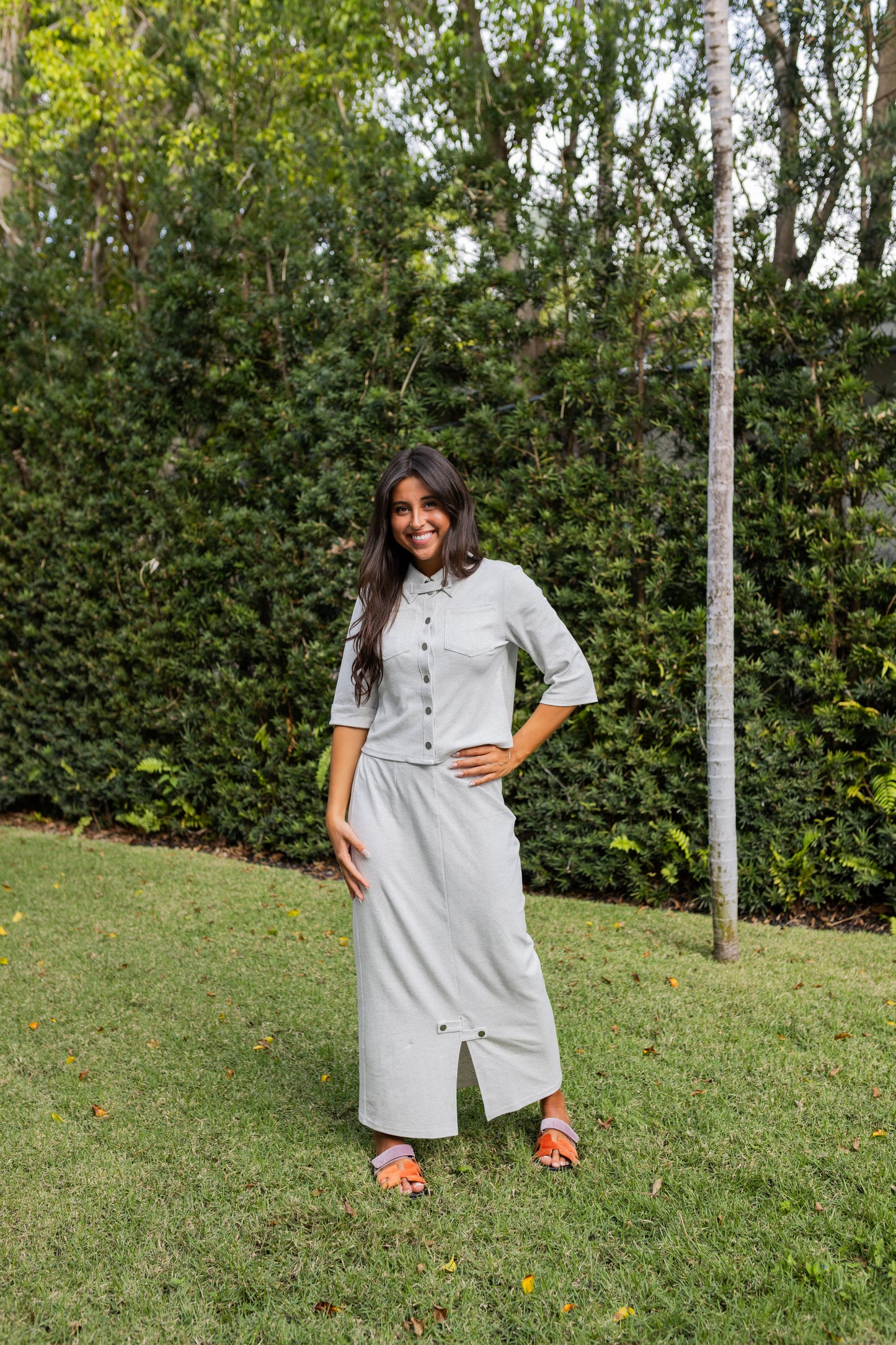 Dusty gray button shirt